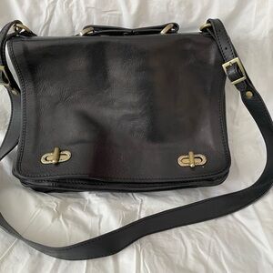 Black Leather Messenger Bag